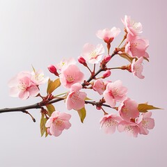 Pink spring cherry blossom flowers. Spring banner. blossoming cherry background with pink, landscape panorama, copy space.