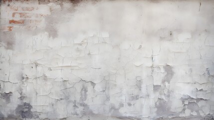 Abstract white grunge peeling cement texture on brick wall background vertical style. Old crack plaster concrete wall. Broken stonewall wallpaper.