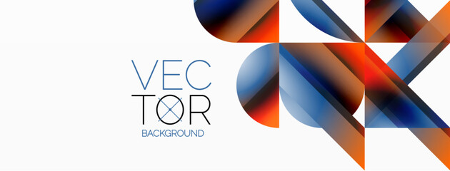 Fototapeta premium Gradient color triangles and circles on white. Dynamic blend creating captivating visual impact. Geometric background for digital designs, presentations, website banners, social media posts