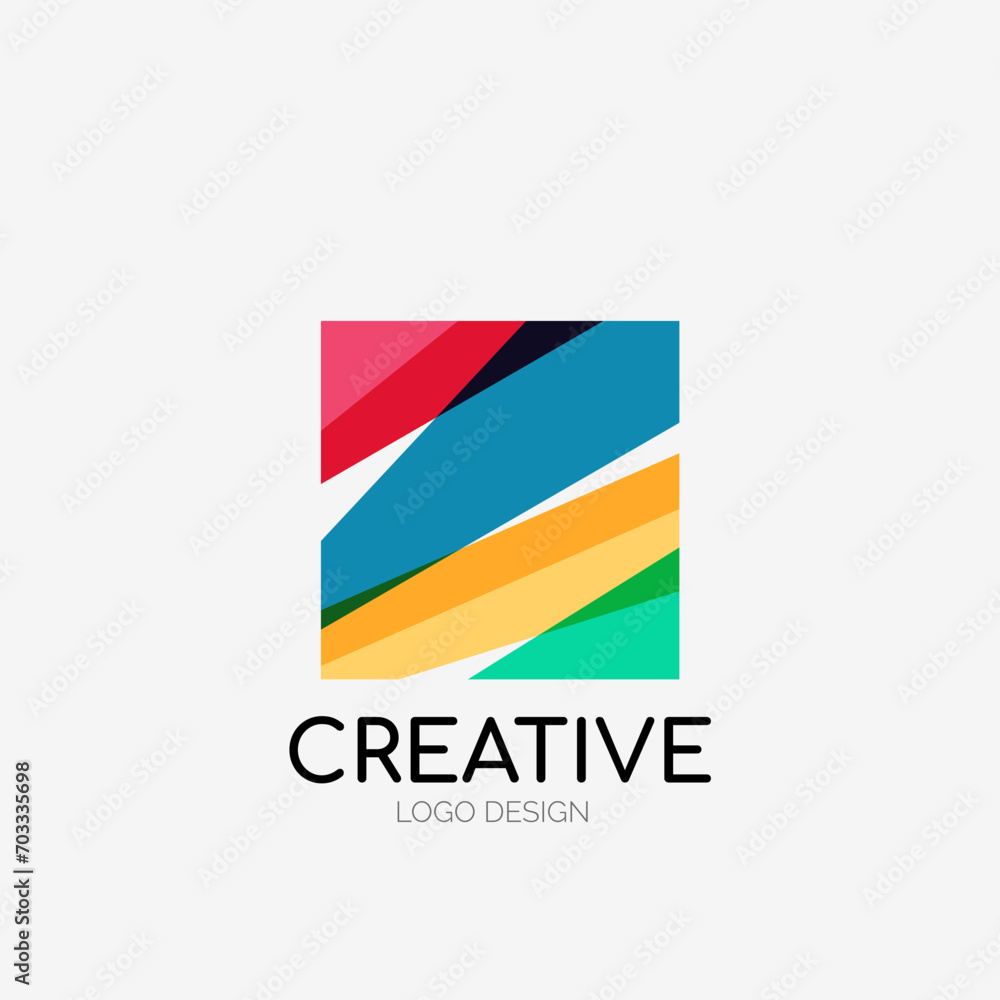 Poster Modern abstract logo design. Geometric vector art. Clean overlapping lines and abstract shapes. Perfect for modern brand