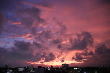 Sunset over the city