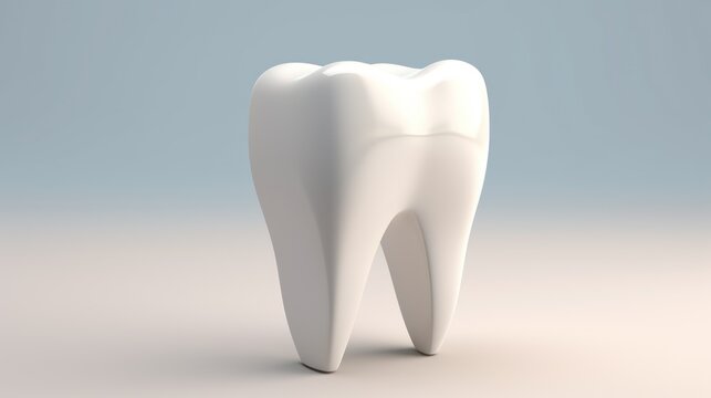  a 3d rendering of a white tooth on a gray and blue background with room for your own text or image.