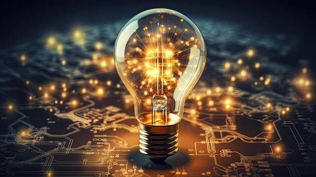A light bulb surrounded by AI-related symbols, symbolizing the sparks of creativity and innovation in AI research