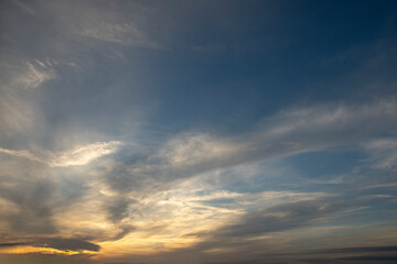 Late afternoon skies in winter over southern Florida, USA