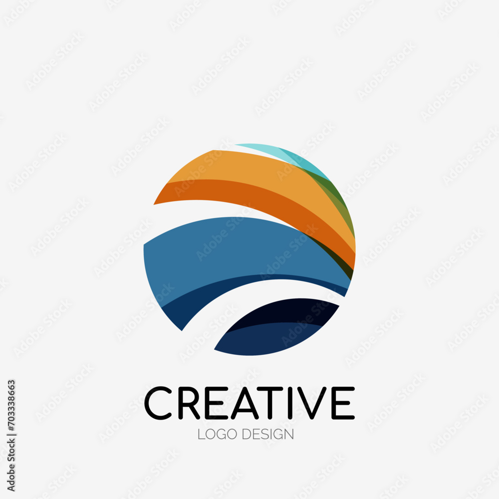 Poster Modern abstract logo design. Geometric vector art. Clean overlapping lines and abstract shapes. Perfect for modern brand
