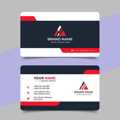 Red modern creative business card and name card horizontal simple clean template vector design