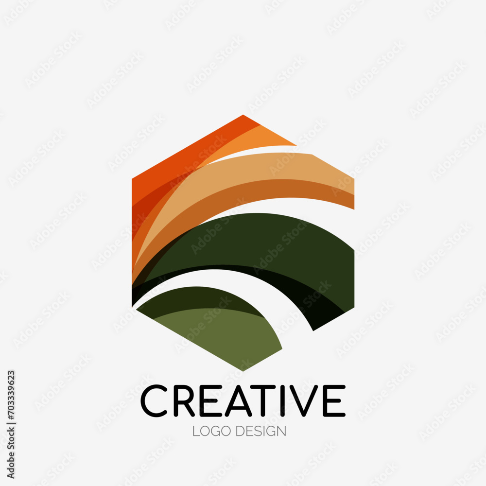 Poster Modern abstract logo design. Geometric vector art. Clean overlapping lines and abstract shapes. Perfect for modern brand