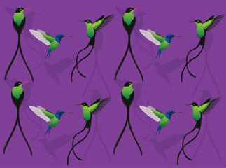 Bird Hummingbird Streamertail Cute Seamless Wallpaper Background