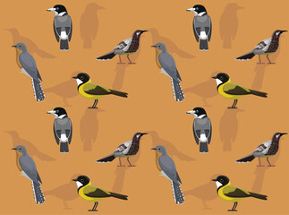 Bird Butcherbird Cuckoo Whistler Wattlebird Dove Australian Cute Seamless Wallpaper Background