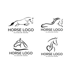 modern set of horse logos in black