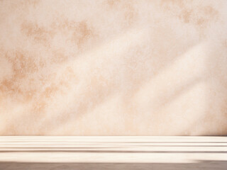 Background image for design or product presentation, with a play of light and shadow, in light, warm neutral tones