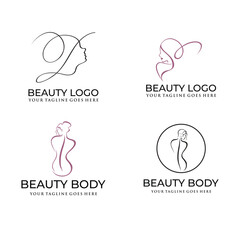 modern beauty female body logo set