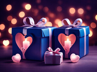 free photo Happy valentines Day candles and gifts box
