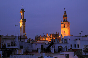 sevilla giralda catedral vista de noche desde una terraza IMG_5129-as24 - obrazy, fototapety, plakaty
