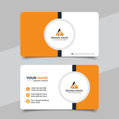 Yellow modern creative business card and name card horizontal simple clean template vector design