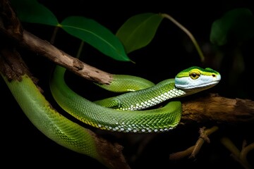 green snake on a tree
