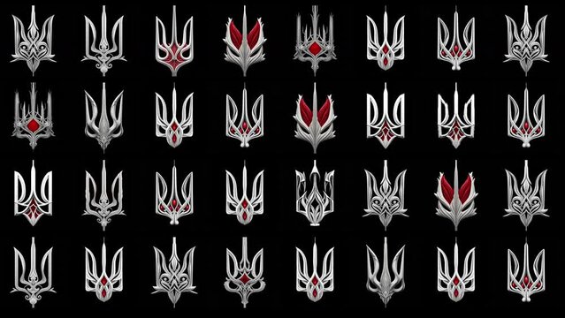Trident Ukraine Sign Red White video art pattern UltraHD VJ video loop