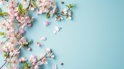 white and pink flowers on light blue background