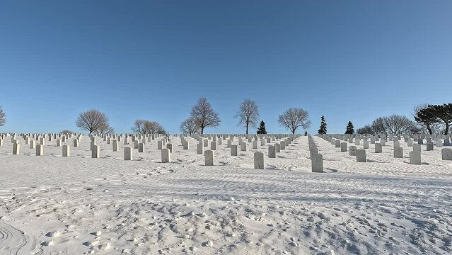 Minneapolis&ndash;Saint Paul. USA. Views of the Fort Snelling National Cemetery a United States National Cemetery. Winter time