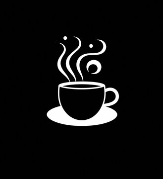 Coffee cup icon. black and white icon of coffee cup, Flat design.