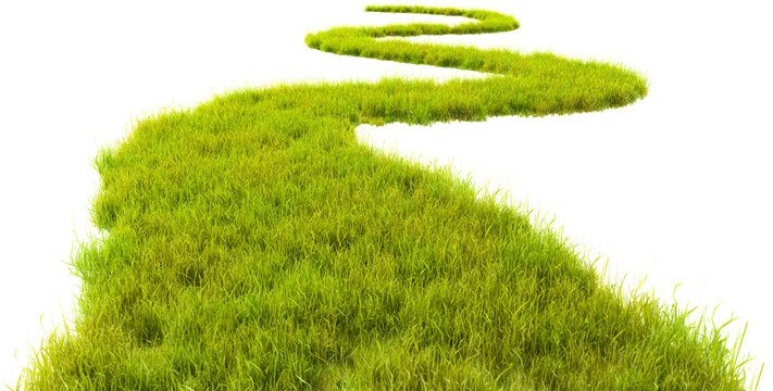 A path made of grass isolated on transparent background. Ecology and sutainability concepts.
