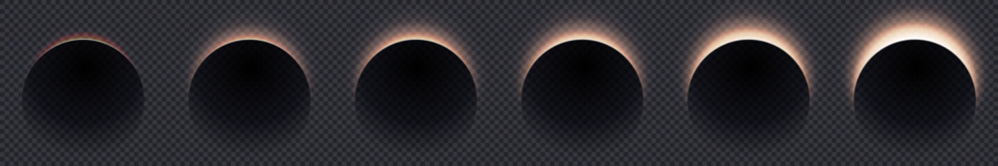 Black geometric abstraction. Dawn set image. Dark background. Solar eclipse. Vector design
