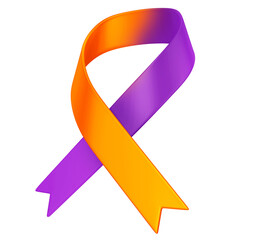 Purple and Orange Ribbon 3D for February Lupus, Alzheimer, Fibromyalgia, and Leukemia Awareness...