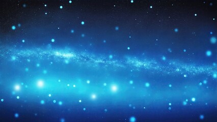 Blue particles and light abstract background with shining dots stars