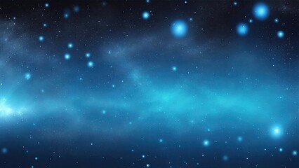 Blue particles and light abstract background with shining dots stars