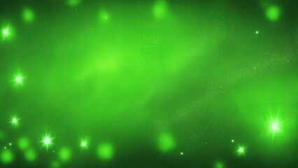 Green particles and light abstract background with shining dots stars