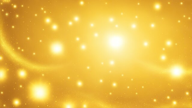 Yellow particles and light abstract background with shining dots stars