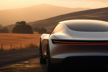 Obraz premium Electric Sports Car with Futuristic Design and High Speed Capabilities, Symbolizing the electric future of Sport Cars