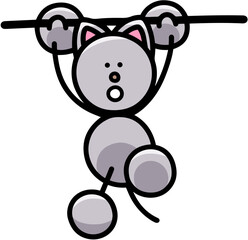 棒にぶら下がるにゃんまるのイラスト(左右反転バージョン)　猫