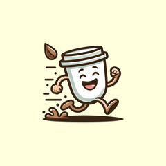 logo and stickers of cute coffee cup characters