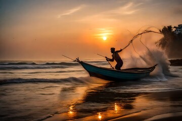 silhouette of a person in a boat