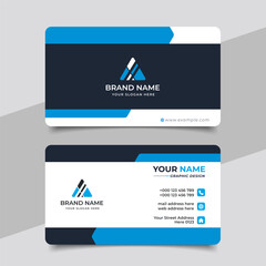 Blue modern creative business card and name card horizontal simple clean template vector design