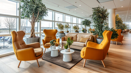 View of the lobby bar in the hotel, vacation time and travel to popular places, interior design of the living room hall