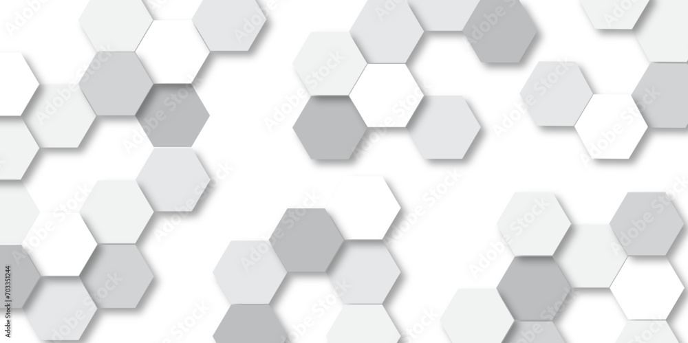 Aufkleber Abstract hexagon background. Futuristic abstract honeycomb mosaic white technology background. Surface polygon pattern with glowing hexagon paper texture and futuristic business. graphic concept.