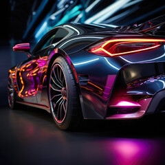 Aerodynamic body kit upgrade on a racing car in a vivid, energetic outdoor setting.