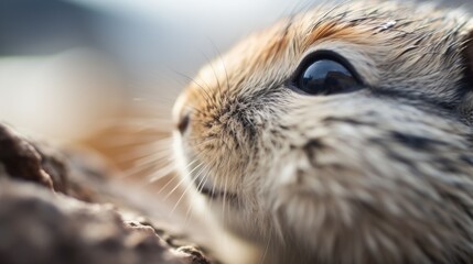  a close up of a cat's face with it's eyes wide open and a blurry background.