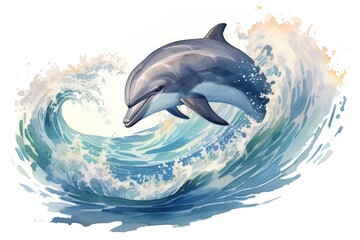 Playful Dolphin Watercolor Affection