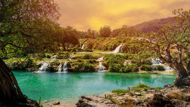 Wadi Darbat in the Dhofar region of Oman