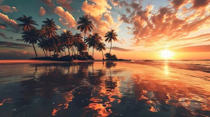 Deurstickers sunset over the sea © esp2k