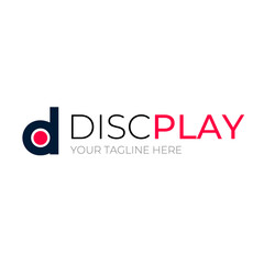 Discplay logo design for music theme and disc icon with letter D concept
