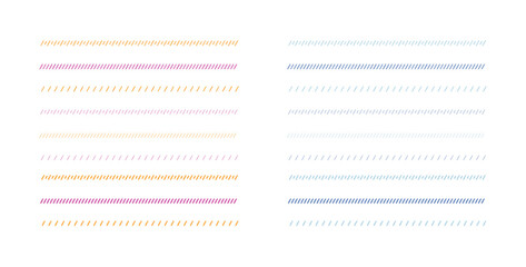 イラスト素材：飾り罫のあしらい　紫　オレンジ　青　水色手書きのシンプルでかわいい罫線. simple hand draw borders	