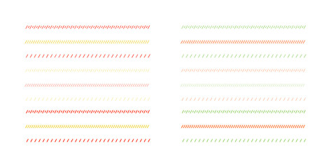 イラスト素材：飾り罫のあしらい　黄色　赤　緑　　手書きのシンプルでかわいい罫線. simple hand draw borders	