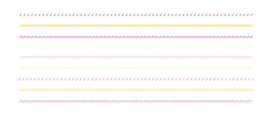 イラスト素材：飾り罫のあしらい　黄色　紫　オレンジ　手書きのシンプルでかわいい罫線. simple hand draw borders	