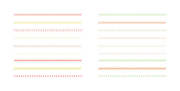 イラスト素材：飾り罫のあしらい　黄色　赤　緑　　手書きのシンプルでかわいい罫線. simple hand draw borders	