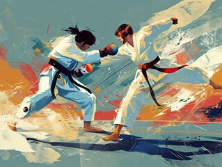 Paris 2024 Taekwondo Duel: Childlike Fervor in Earthy Tones