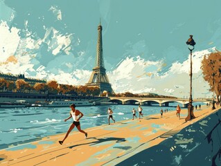 Paris 2024 Triathlon: Earthy Tones at the Eiffel Tower